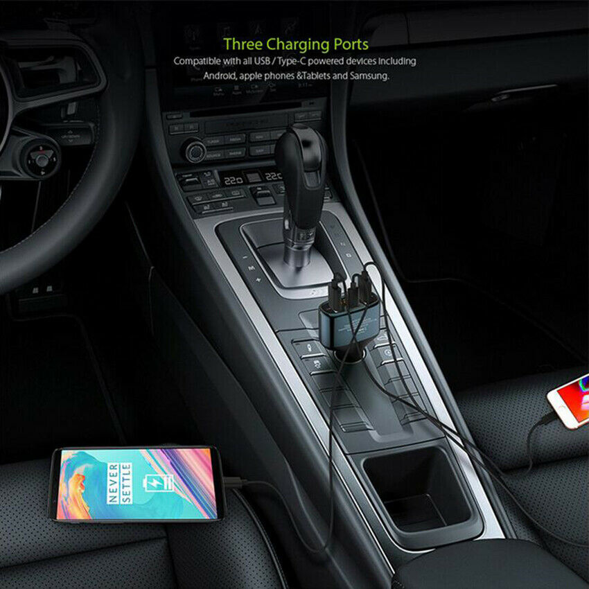 Car Charger Fast Quick Charge LED Dual TYPE-C USB Port Adapter HandsFree