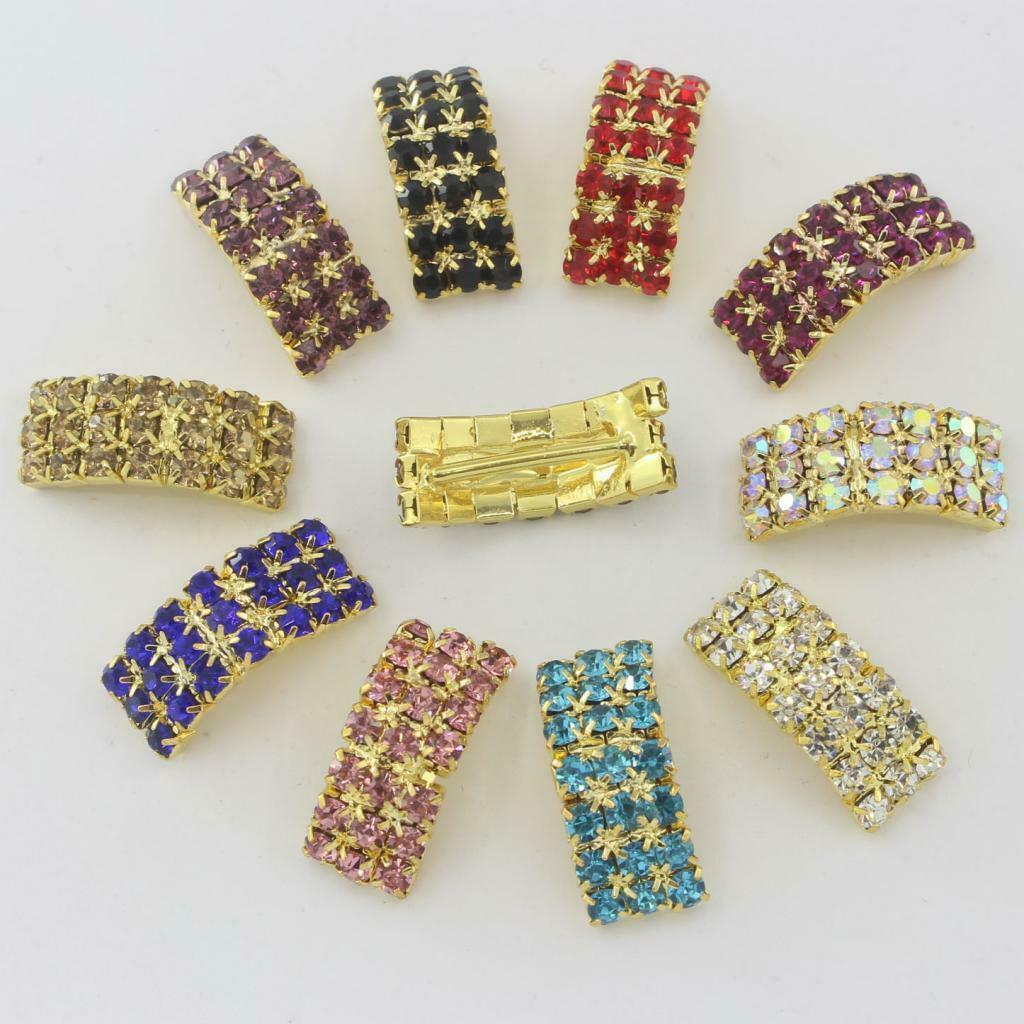 10 Piece Mixed Arched Rhinestone Buckles Diamond Buttons