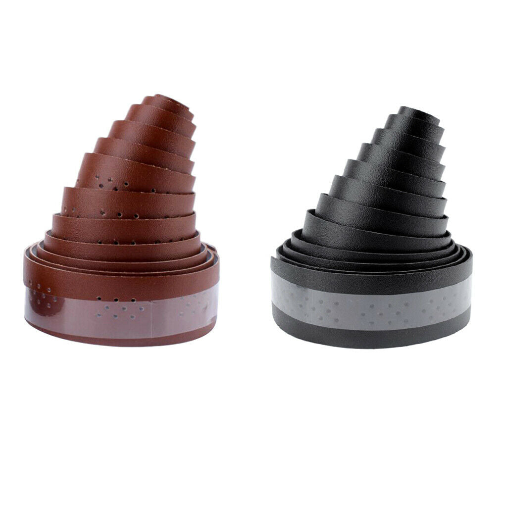 2 Rolls PU Cycling Road Bike Sports  Cork Handlebar Tape + 2 Bar Plugs - Brown