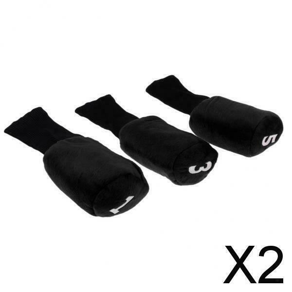 2X Lots 3 Black Golf Club Head Cover Hybrid Headcover Protector Guards Sock
