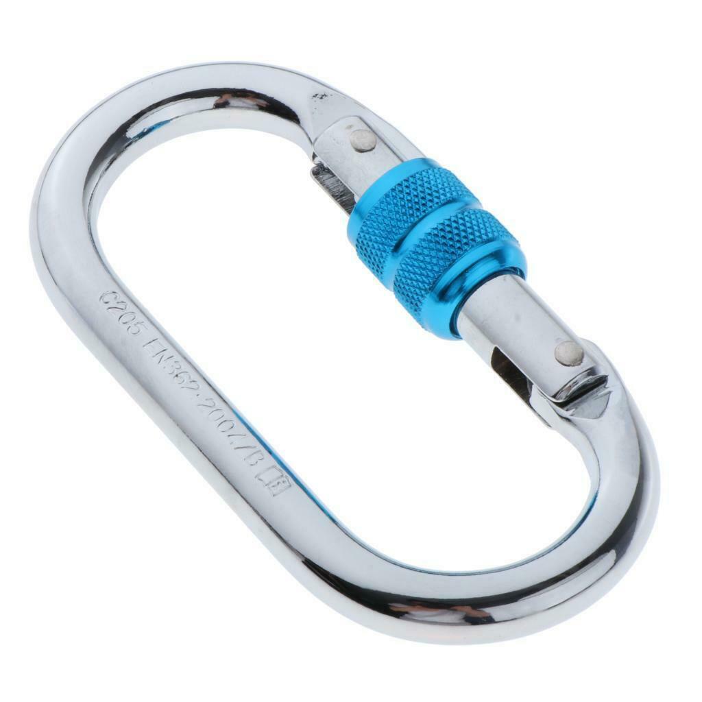 25KN O Ring Steel Screw Locking Carabiner Rock Climbing Rappelling Camping Swing