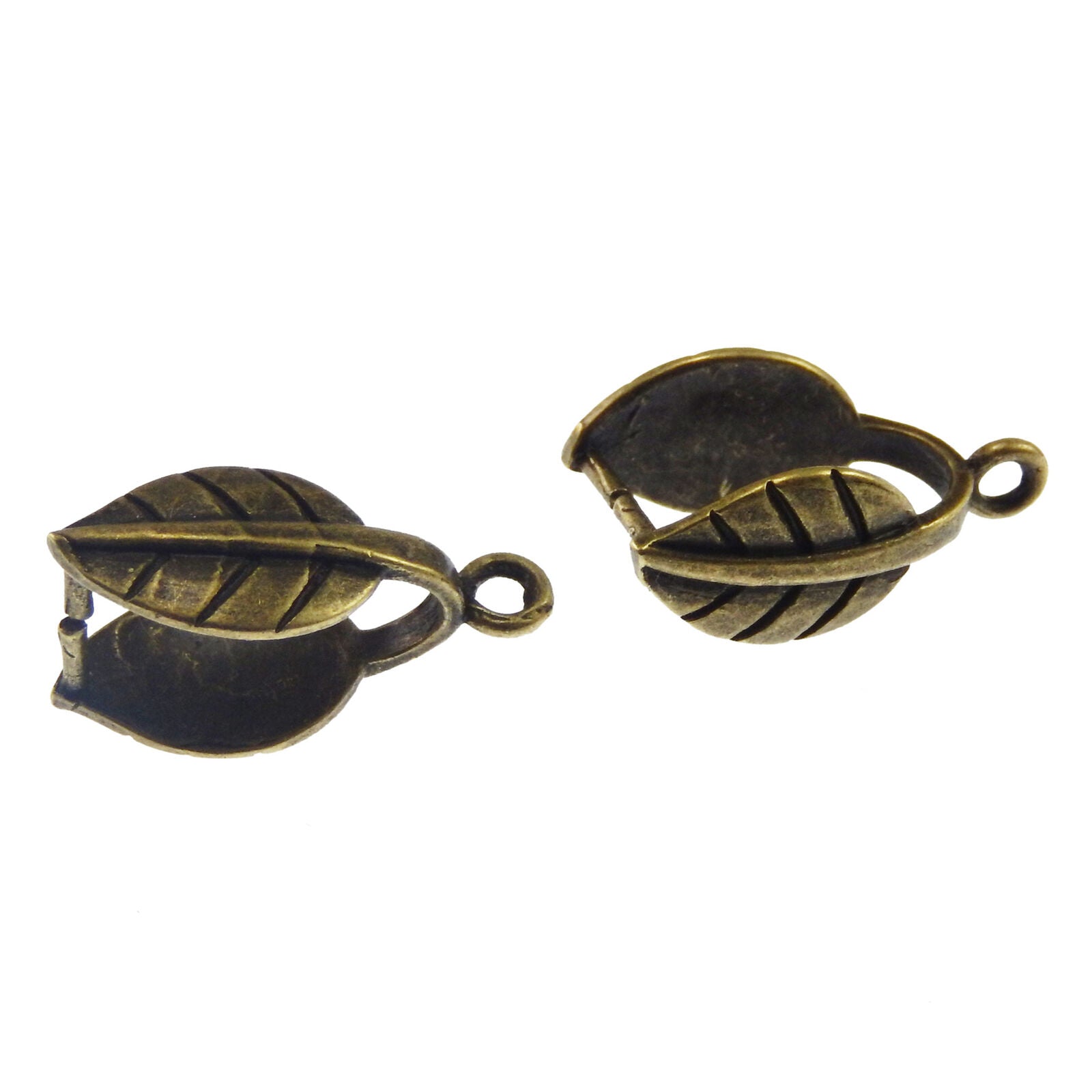 12pcs Antiqued Bronze Tone Brass Vivid Leaf Clasps End Pendant Findings 37468