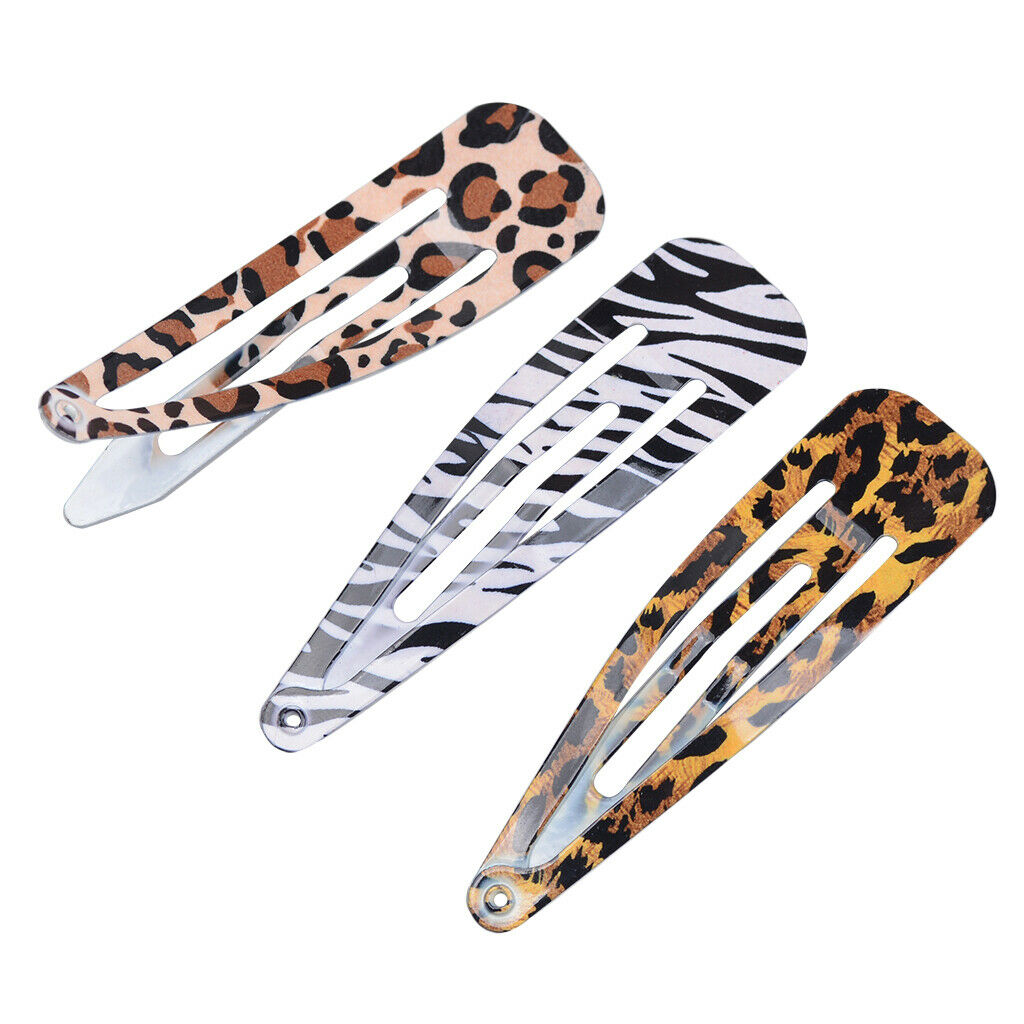 3pcs No Slip Metal Leopard Pattern Sexy Lady Girls Kids Snap Hair Clips