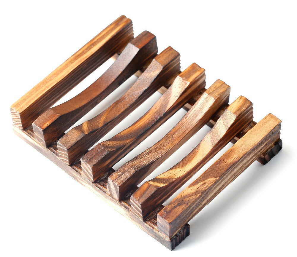 2Pcs Natural Handmade Wooden Soap Dish Soap Holder Soap Case For Bathroom Shower
