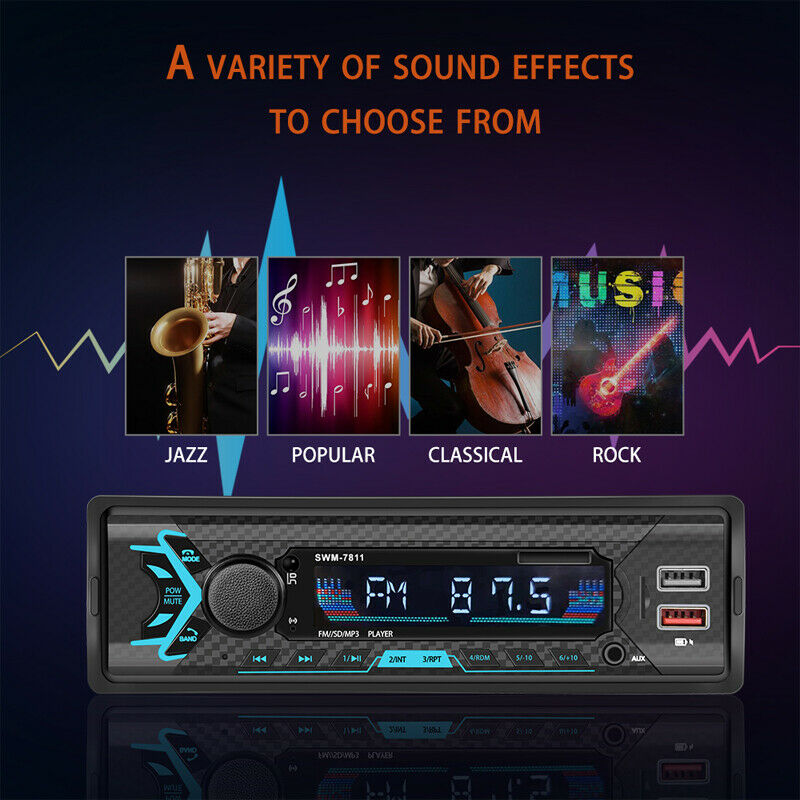 12V 1 Din Car Remote Control Digital Audio MP3 Radio Player USB/SD/AUX Bluetooth