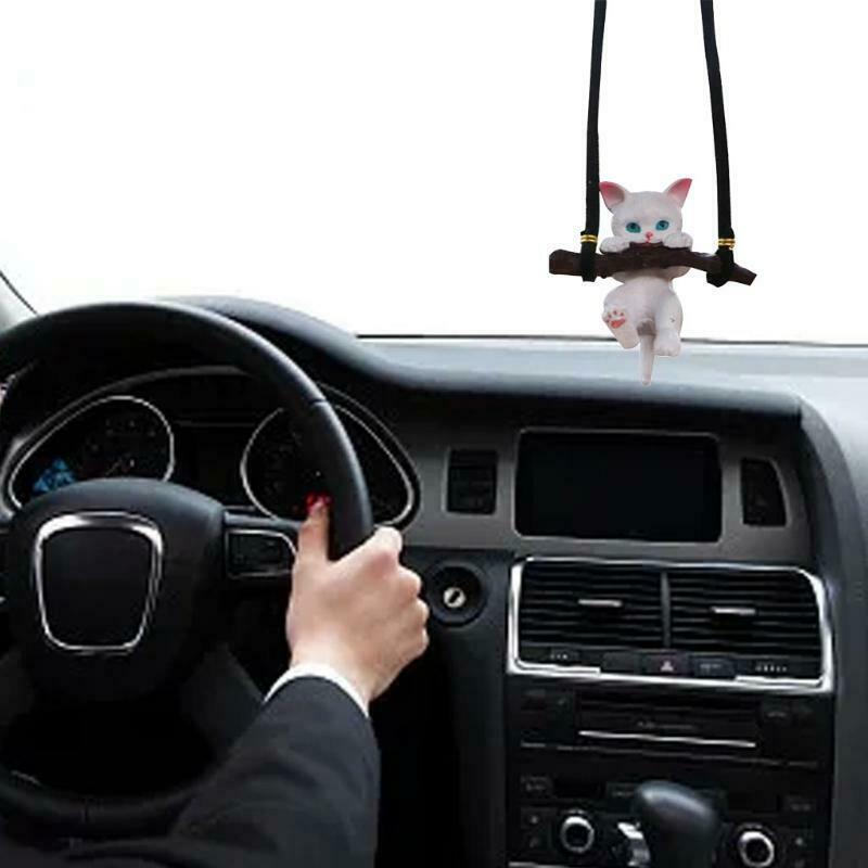 Hanging Cat Ornament Cute Pendant for Car Goods Twig White Cat Pendant