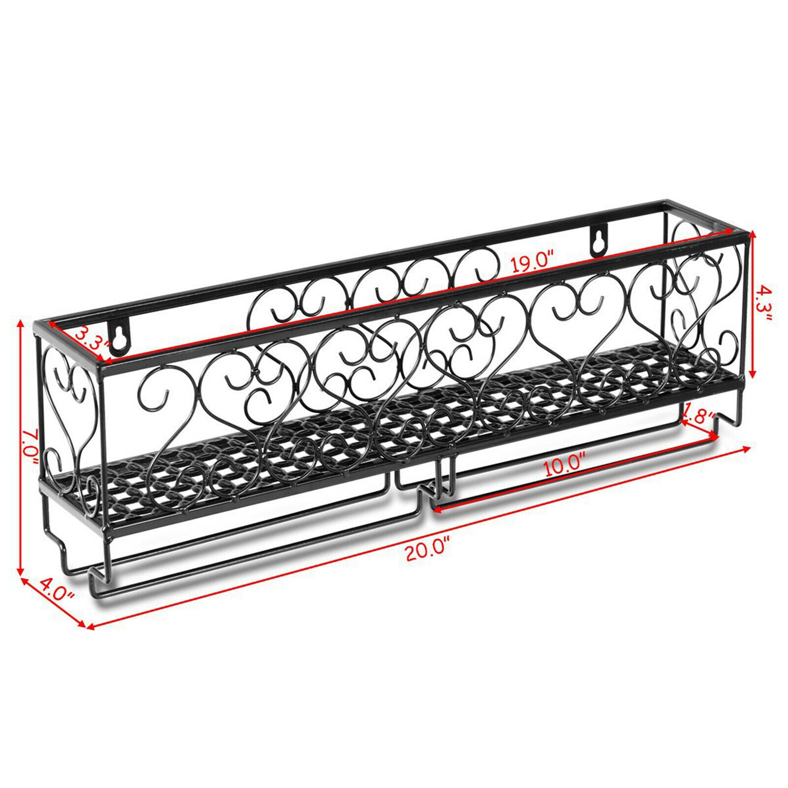 Wall Shelf Iron Wine Racks Wall Mounted Stemware Racks Bottle Display Holder