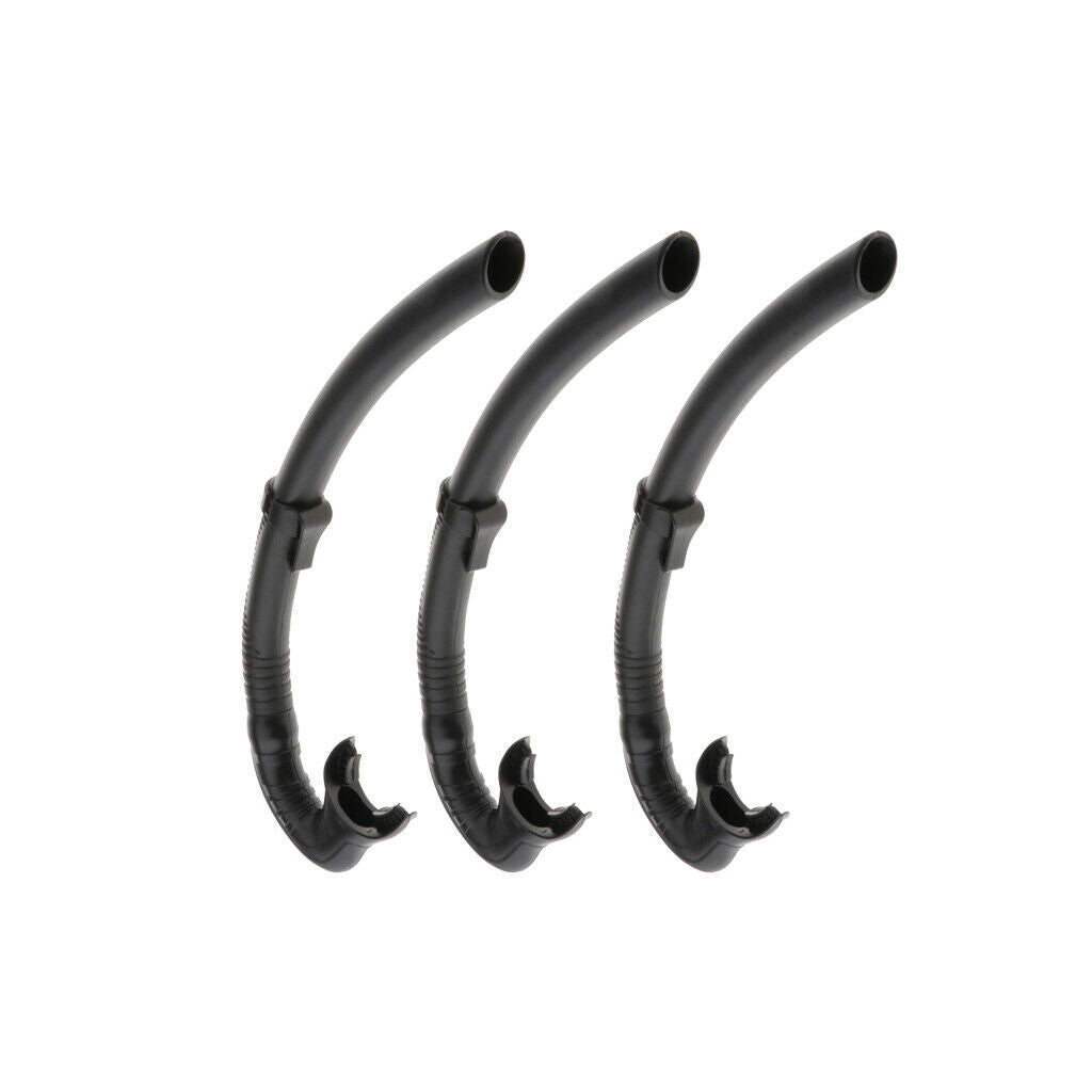 3x Silicone Swimming Diving Snorkeling Mouthpiece Breath Tube Durable _Black