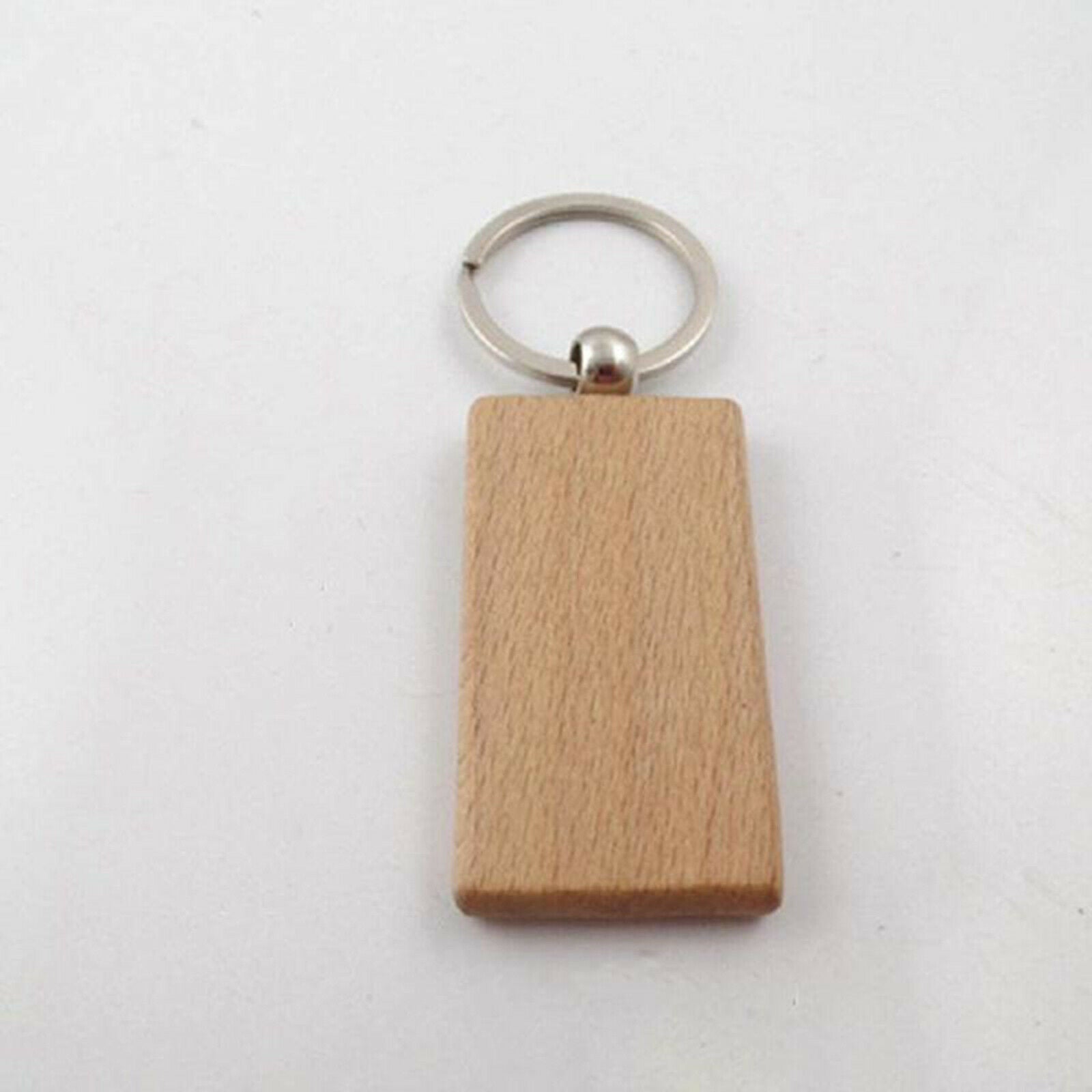 25x Blank Wooden Key Chain Mixed Keychain with Split Ring Keyfob Bag Pendant