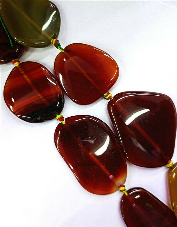 1 Strand 55x34x6mm Brown Red Agate Slice Freeform Loose Beads 15.5inch HH8505