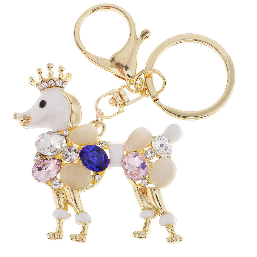 Fashion Acrylic Rhinestone Crown Royal Dog Pendant Handbag Key Chain Decors