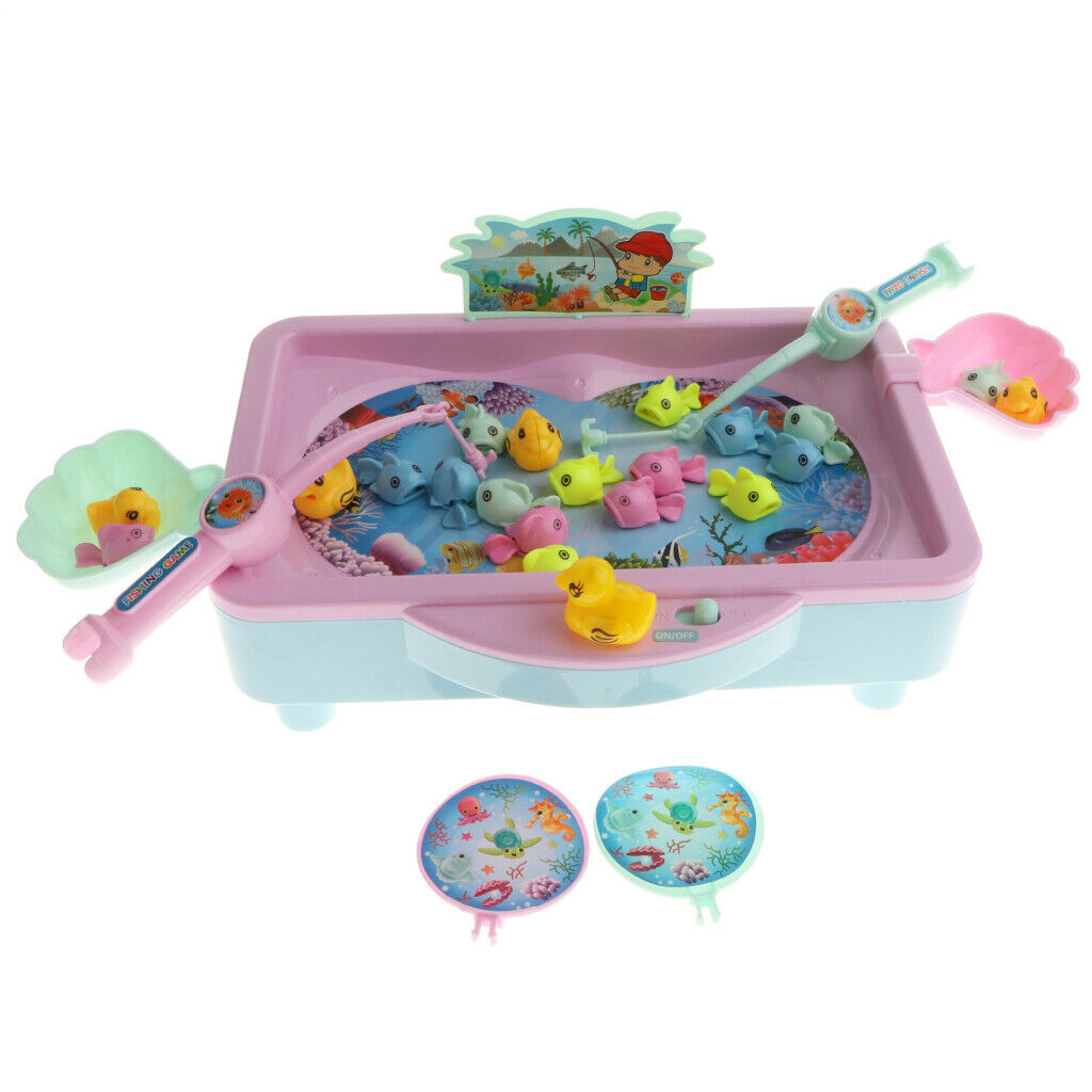 32Pcs Electric Rotating Fish Pool With Light & Music Magnetic Fishing Pole Rod