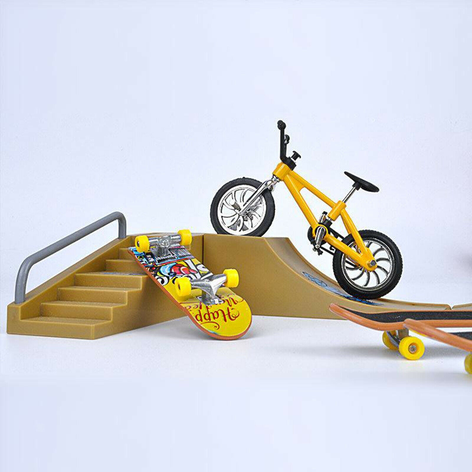 Alloy and Plastic Finger Toys Set 1:18 Skateboard Bike Scooter Swing Board with
