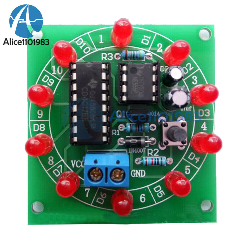 NE555 CD4017 Wheel Of Fortune Electronic Lucky Rotary Suite Component DIY Kit