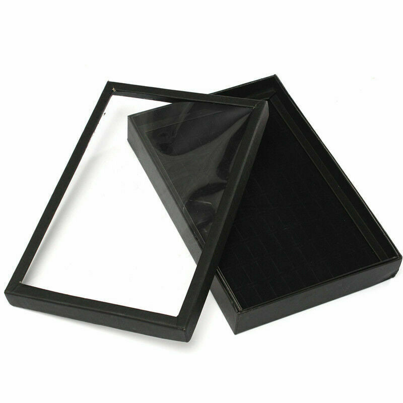 100 Velvet Ring Earring Jewelry Display Storage Box Tray Show Case Organiser US！