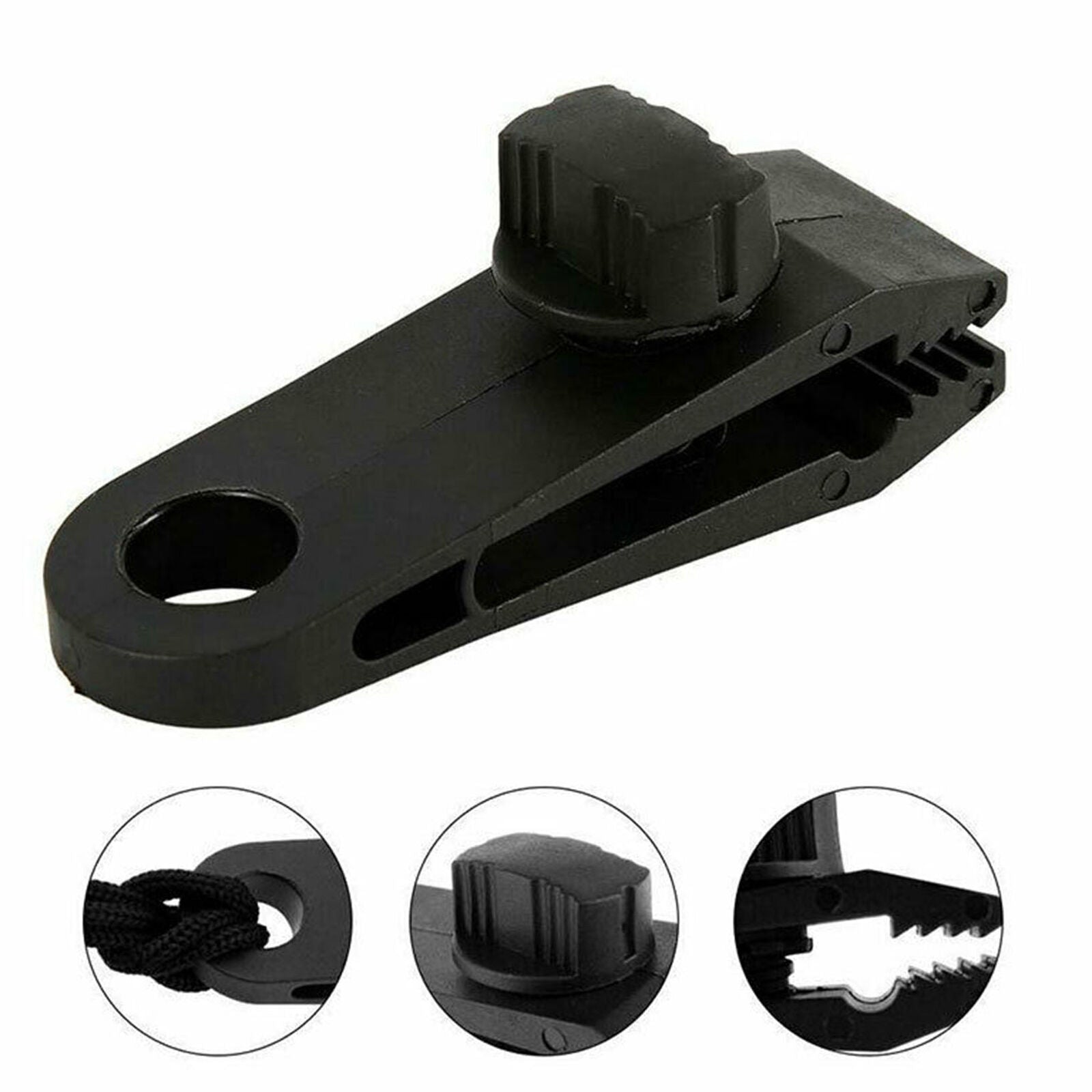 10Pcs Set 5 Reusable Tent Tarp Tarpaulin Clip Clamp Buckle 5 Bungee Cord Heavy