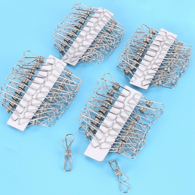 80pcs Stainless Steel Clothes Pins, Utility Clips Hooks Clothesline Clip 2.2inF4