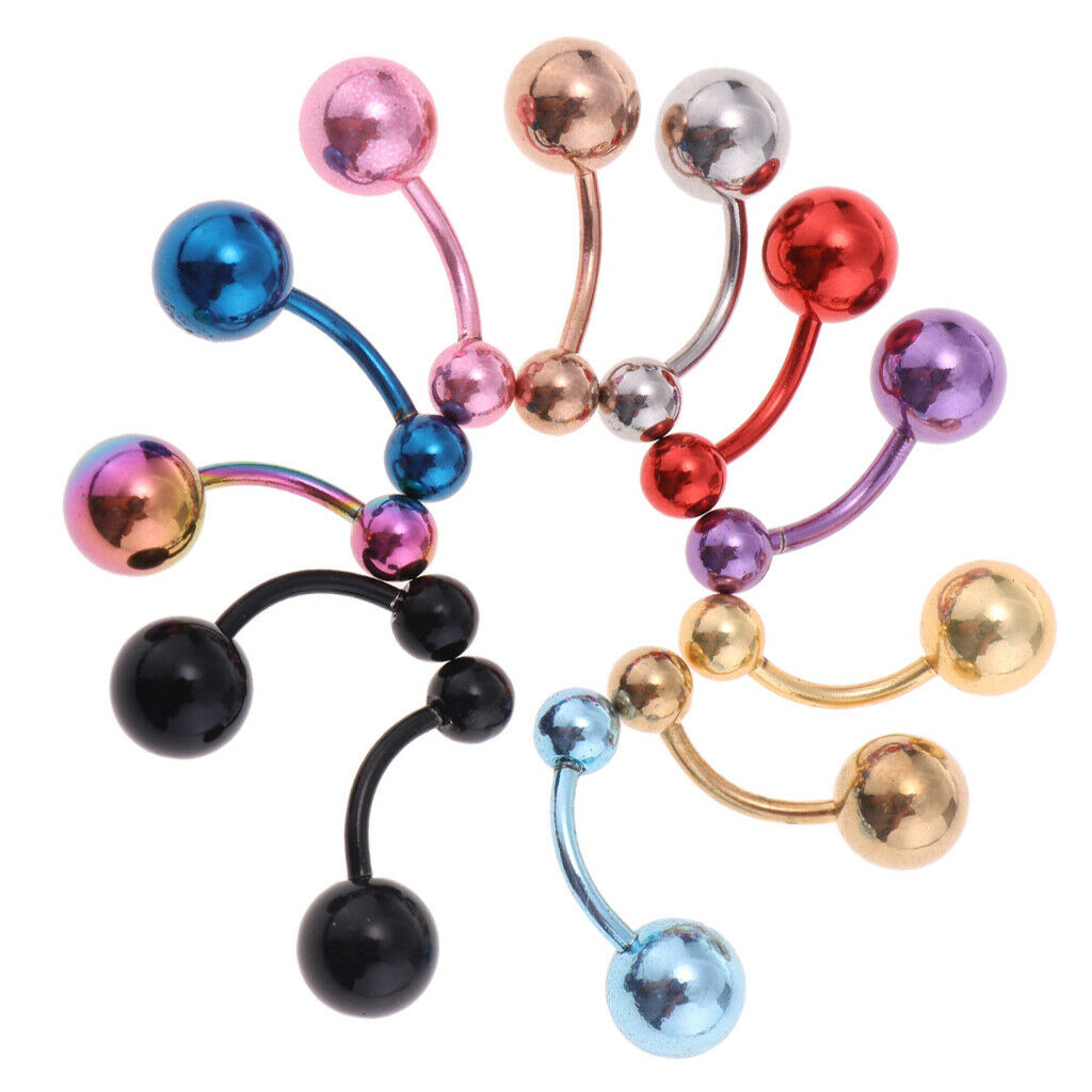 12 Pcs Belly Button Ring Piercing Navel Bar Colorful Ball Bar Body Jewellery