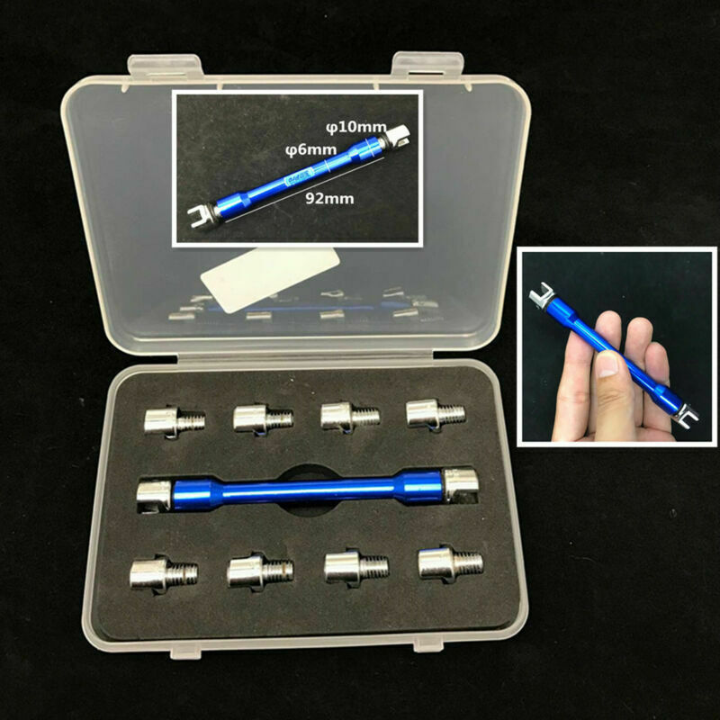Blue CNC Motorcycle Spoke Wrench w/ 10 Hardened Tips 5.0-6.8 For Most Motorbikes