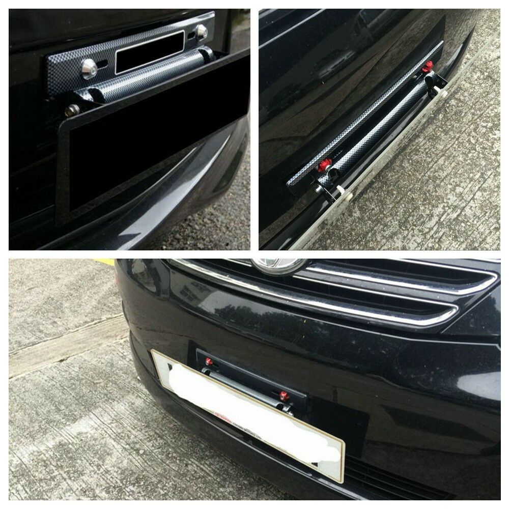 Universal Carbon Fiber Style Adjustable Number Car License Plate Frame Holder