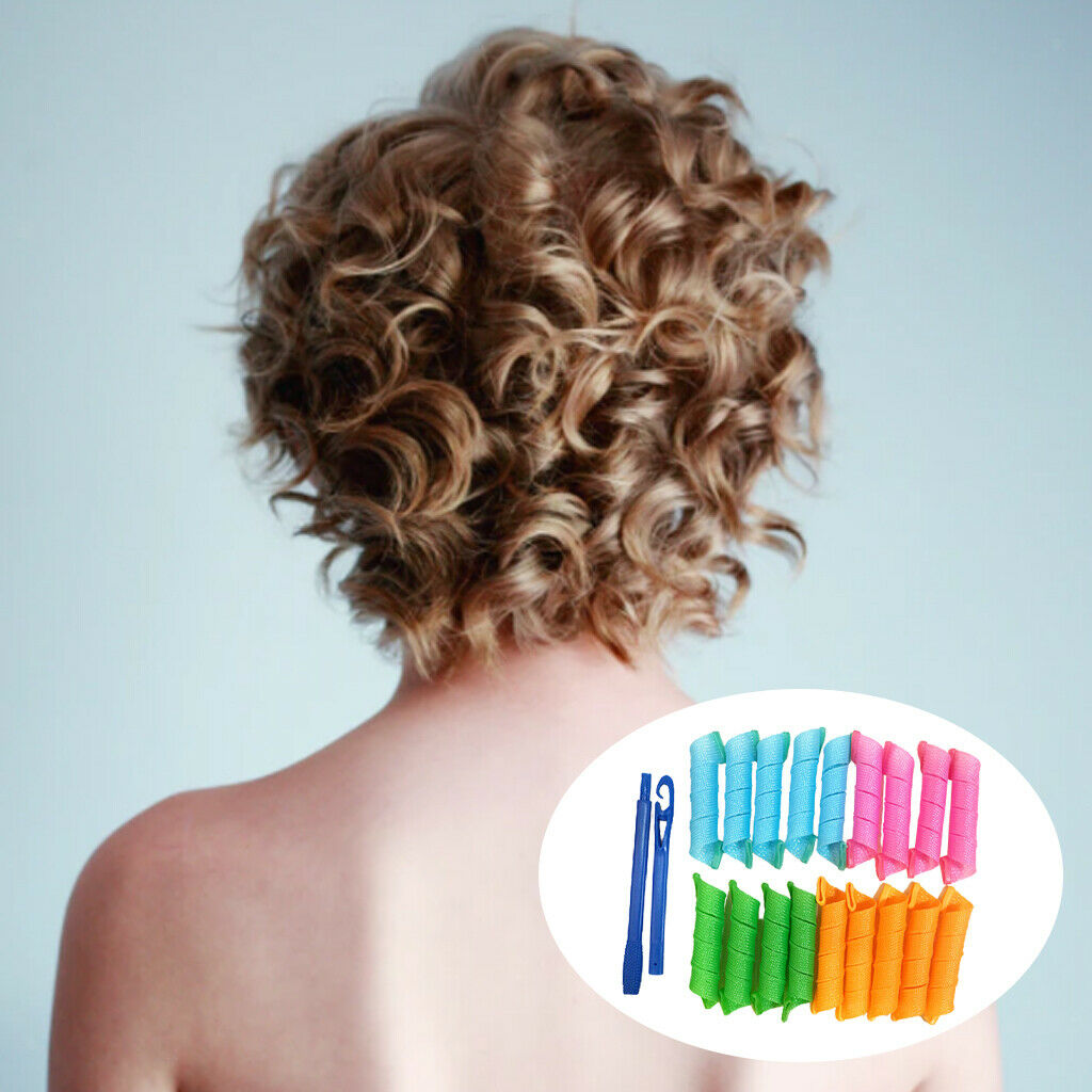 18x Hair Curlers Spiral Curls DIY Styling Kit for Women Girls Mixed Color