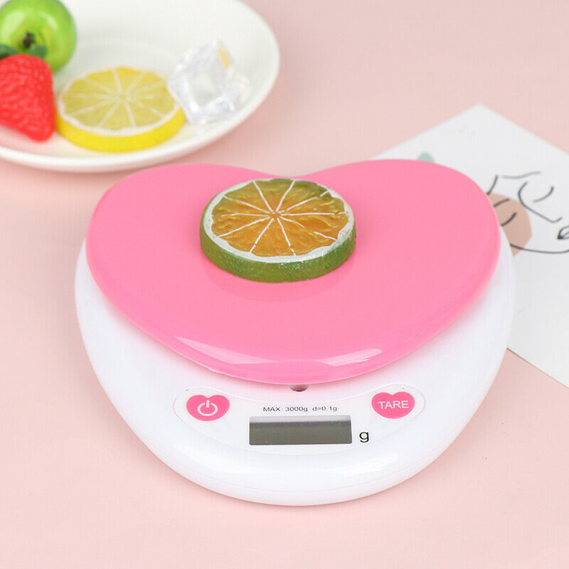 Digital Kitchen Scale LCD Monitor Auto Zero Auto Poweroff Solid Heart Shape BDA