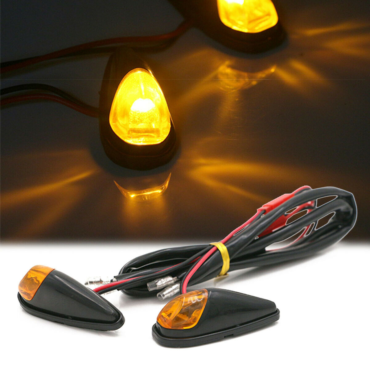 12V DC Amber Turn Signal Blinker Indicator Light For Motorcycle Bike Scooters