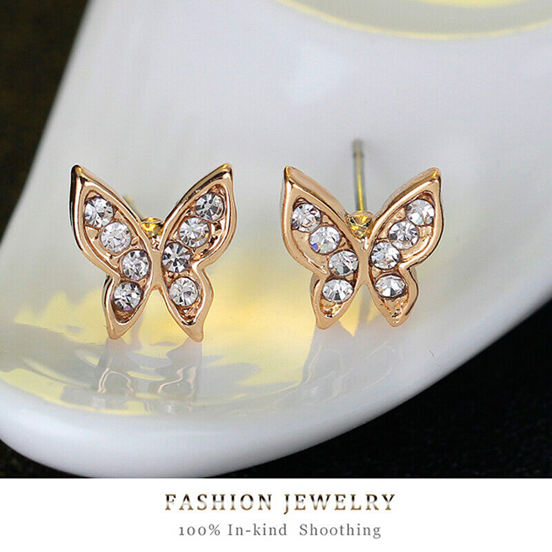 4 PCS Cute Butterfly Shaped Necklace Earrings Sets Jewelry Crystal Sets G.l8