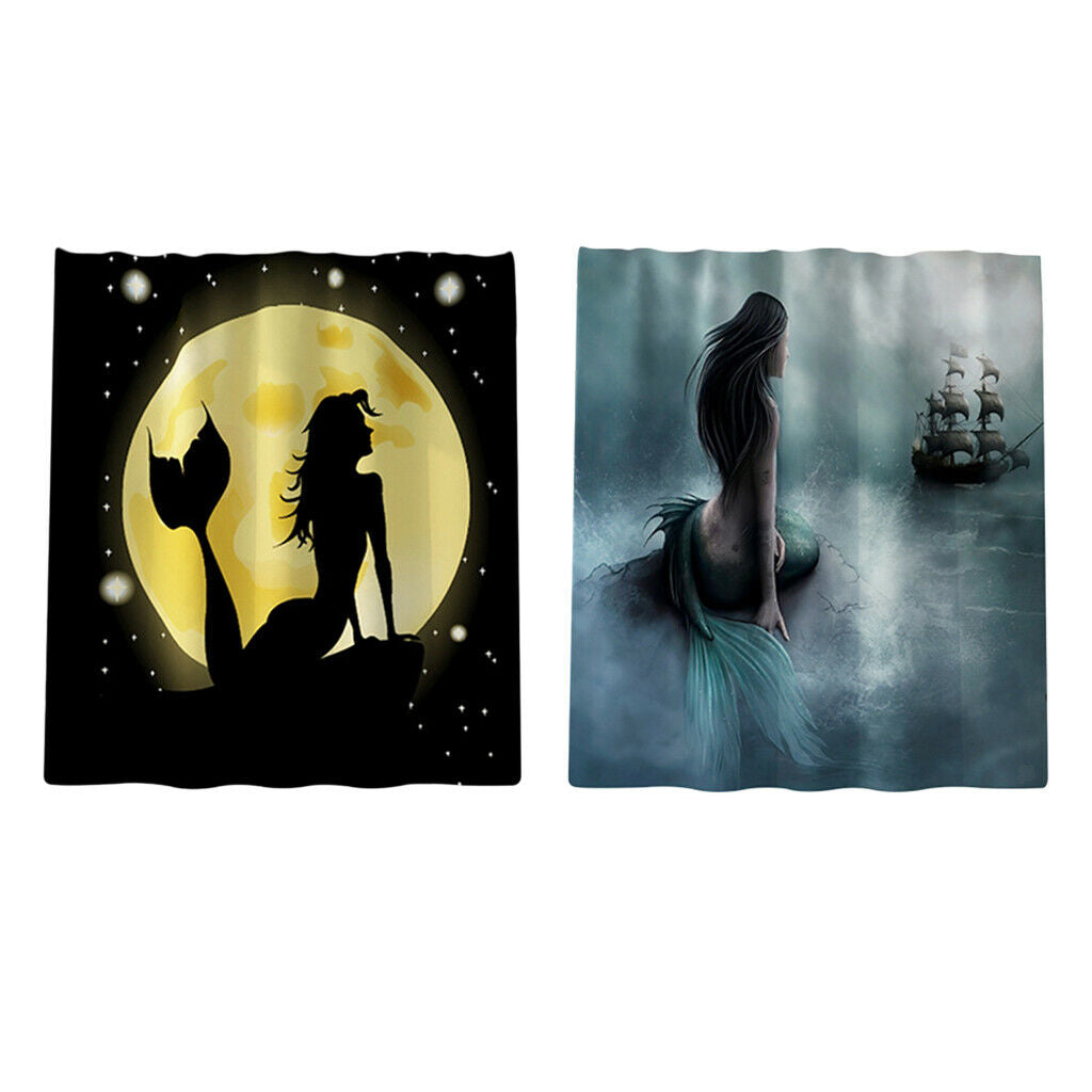 Digital Printed Mermaid Shower Curtains Mildew-resistance Bath Curtain A