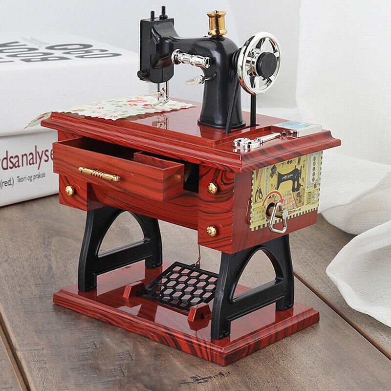 Sewing Machine Music Box Retro Sewing Clockwork Home Crafts Decoration GiftL PT