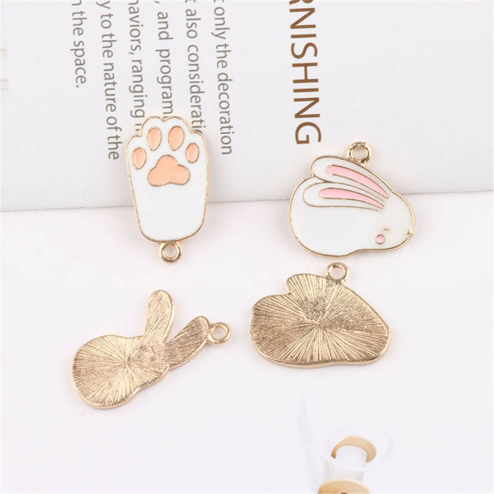Mixed 4 Styles Enamel Cartoon Pet Rabbit Pendant Charms DIY Findings Crafts 8PCS