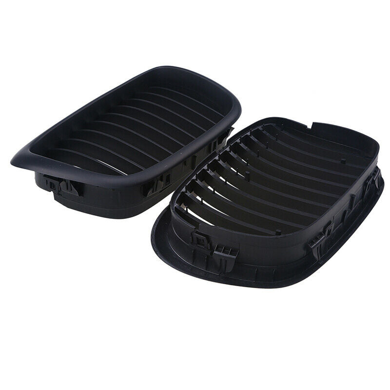 Pair Matt Black Front Kidney Radiator Grille Hood For BMW 5 Series E39 1999-2004