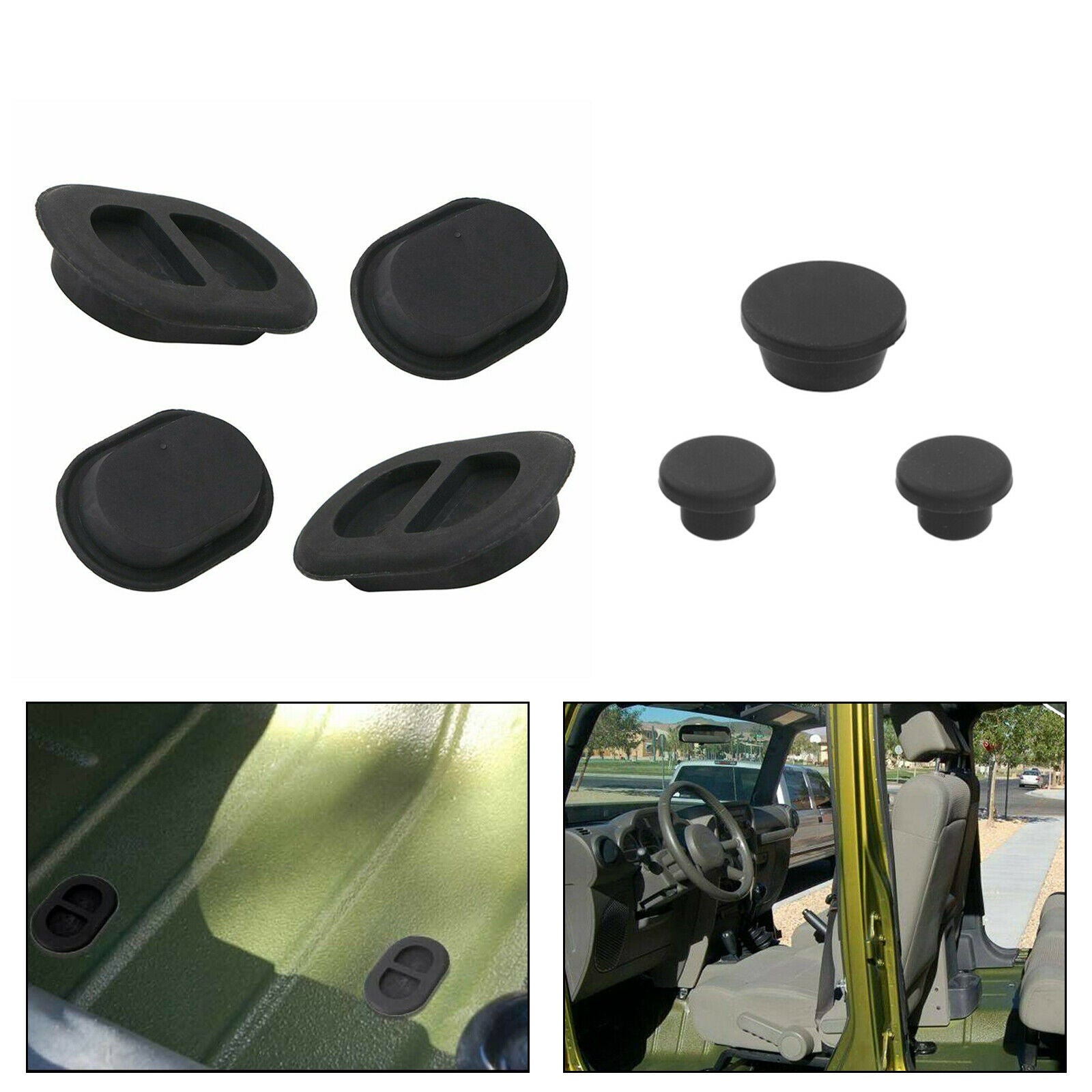 7pcs Small Rubber Floor Drain Plugs Pan Body Plug For Wrangler JK 07-17 CN