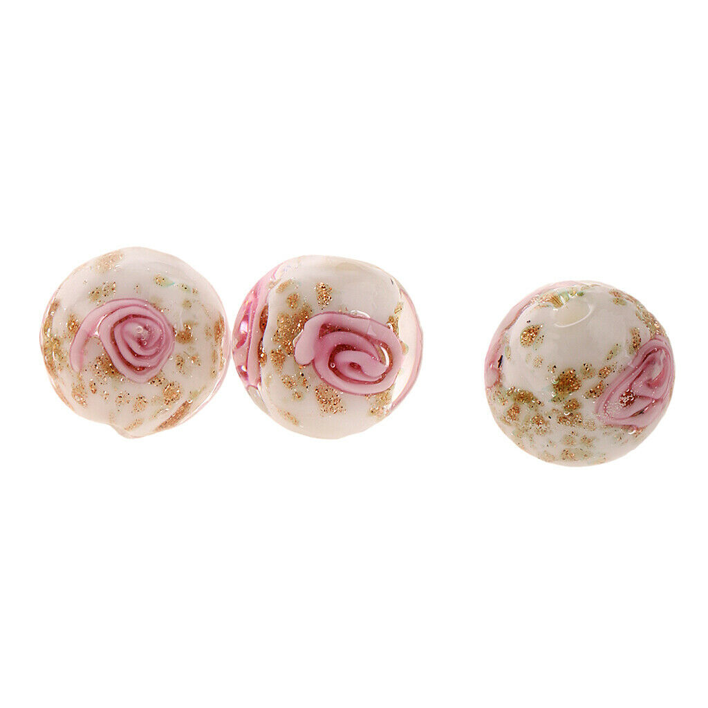 5pcs Lampwork Glass Round Beads for Jewelry Bracelet Making Craft DIY