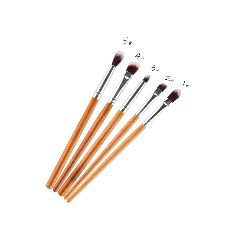 5pc Bamboo Handle Eye Makeup Brushes Foundation Eyeshadow Blending Brush Set