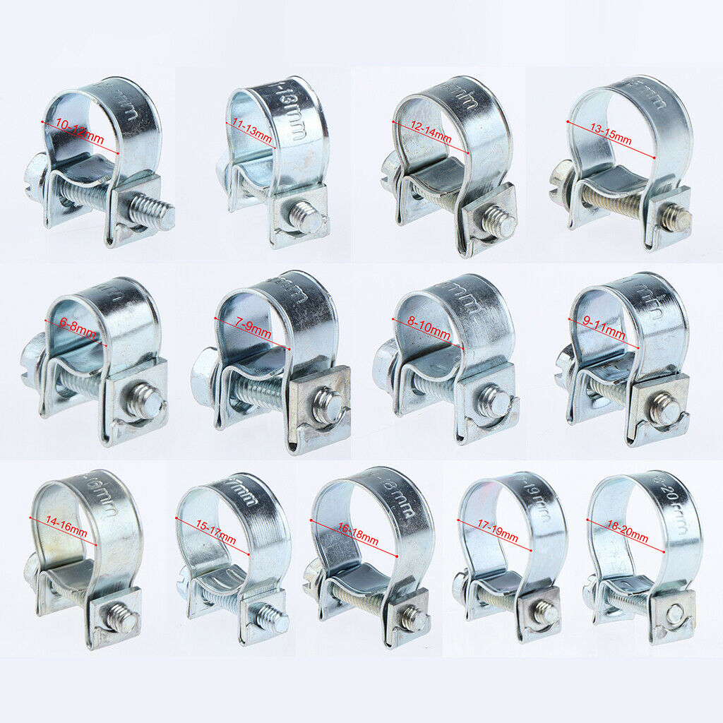 Set of 20 Injection Style Hose Clamps Hose Clip Assortment Kit For Petrol