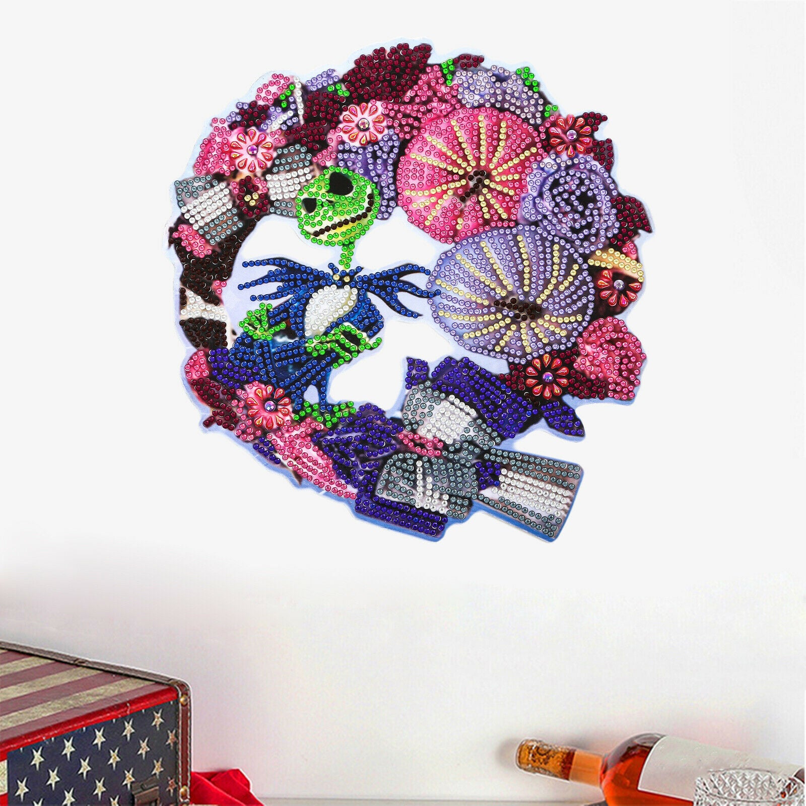 Colorful Diamond Painting Wreath Kit Handcrafted Embroidery Craft Wall Decor