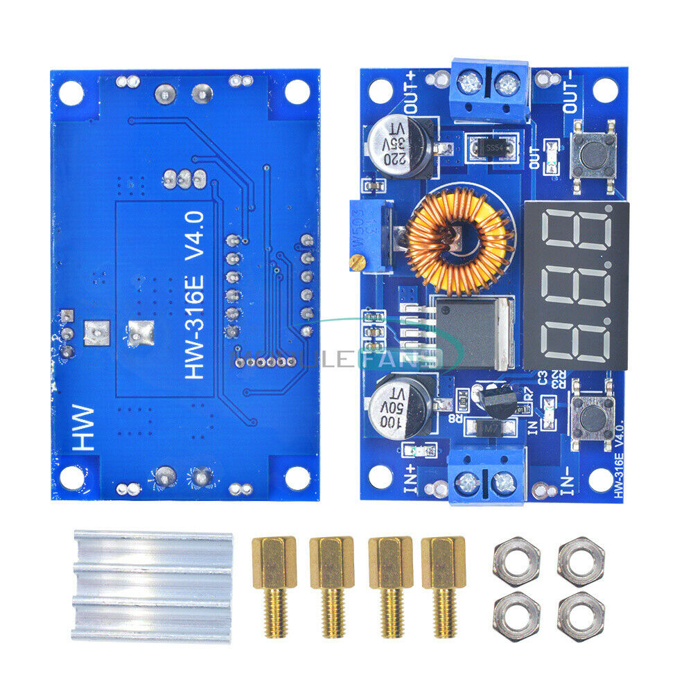 2PCS 5A Power CC/CV Step-down Charge Module LED Driver Adjustable + Voltmeter