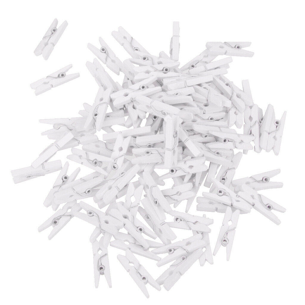 200Pcs Push Pins with Wooden Clips Pushpins Tacks Thumbtacks Wood Clothespins