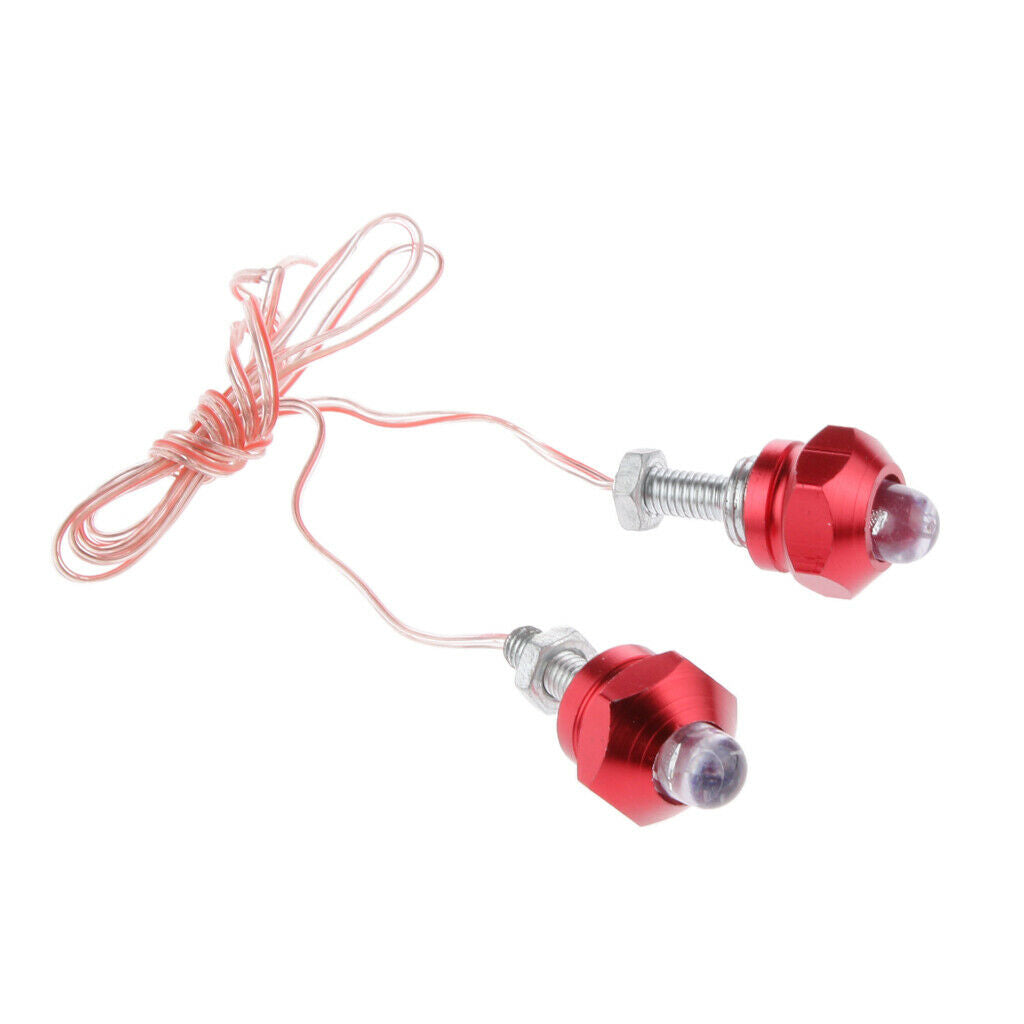 2x Red Motorcycle 6mm  License Plate Frame LED Light Strobe Flashing