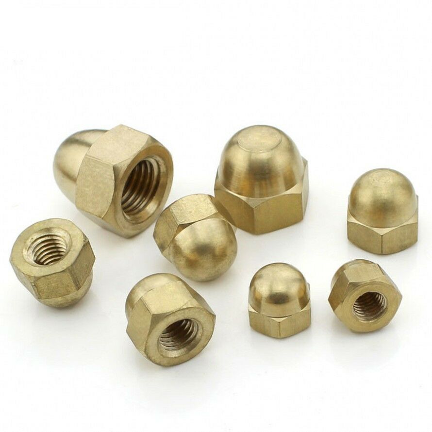 2PCS M10 x 1.75mm Pitch SOLID BRASS HEX DOME NUTS ACORN CAP NUT FOR BOLTS/SCREWS