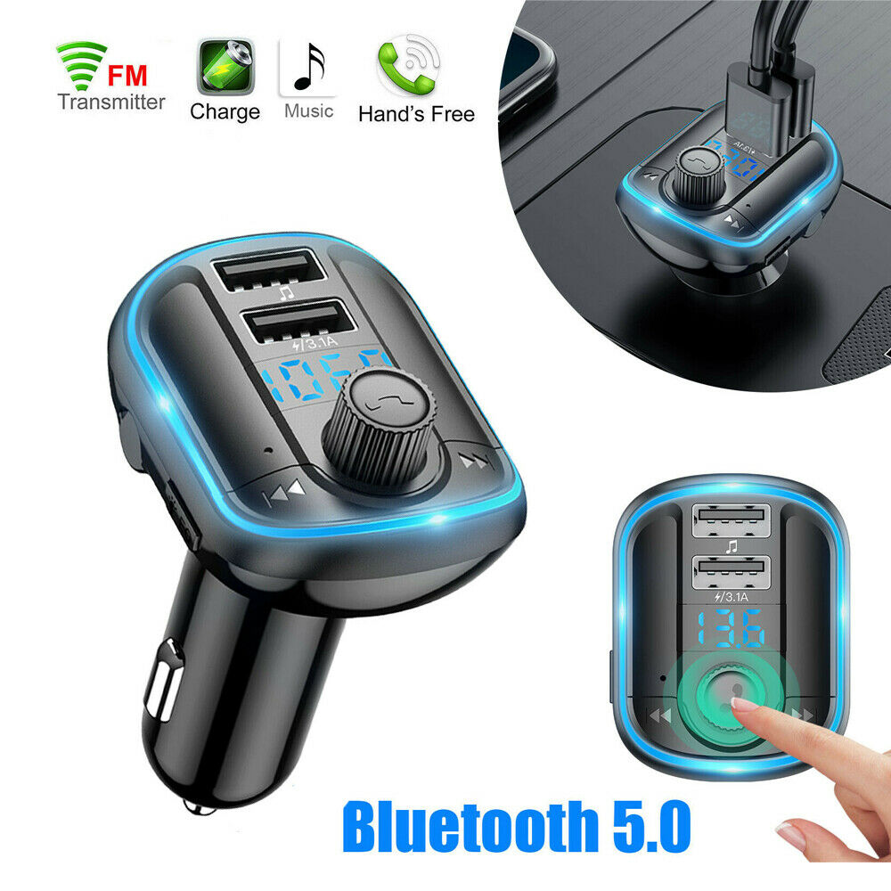 Car Wireless Bluetooth FM Transmitter Radio Adapter Kit MP3 Player 2-USB Charger