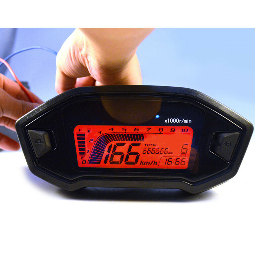 150mm LCD Digital Backlight Motorbike Odometer Speedometer Tachometer Gauge