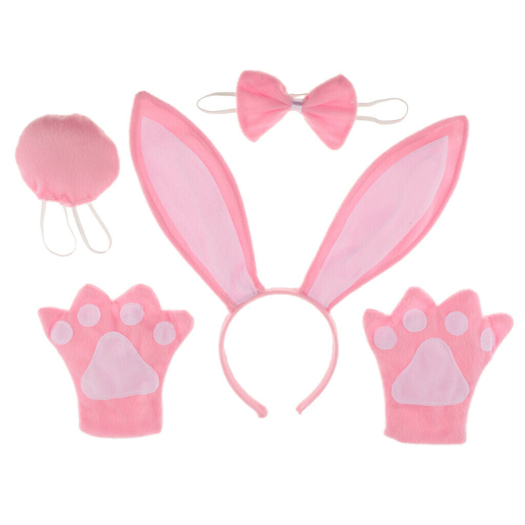 Child Animal Costume Set  Ears Tail Bow Tie Gloves Skirt Fancy Dress Rabbit