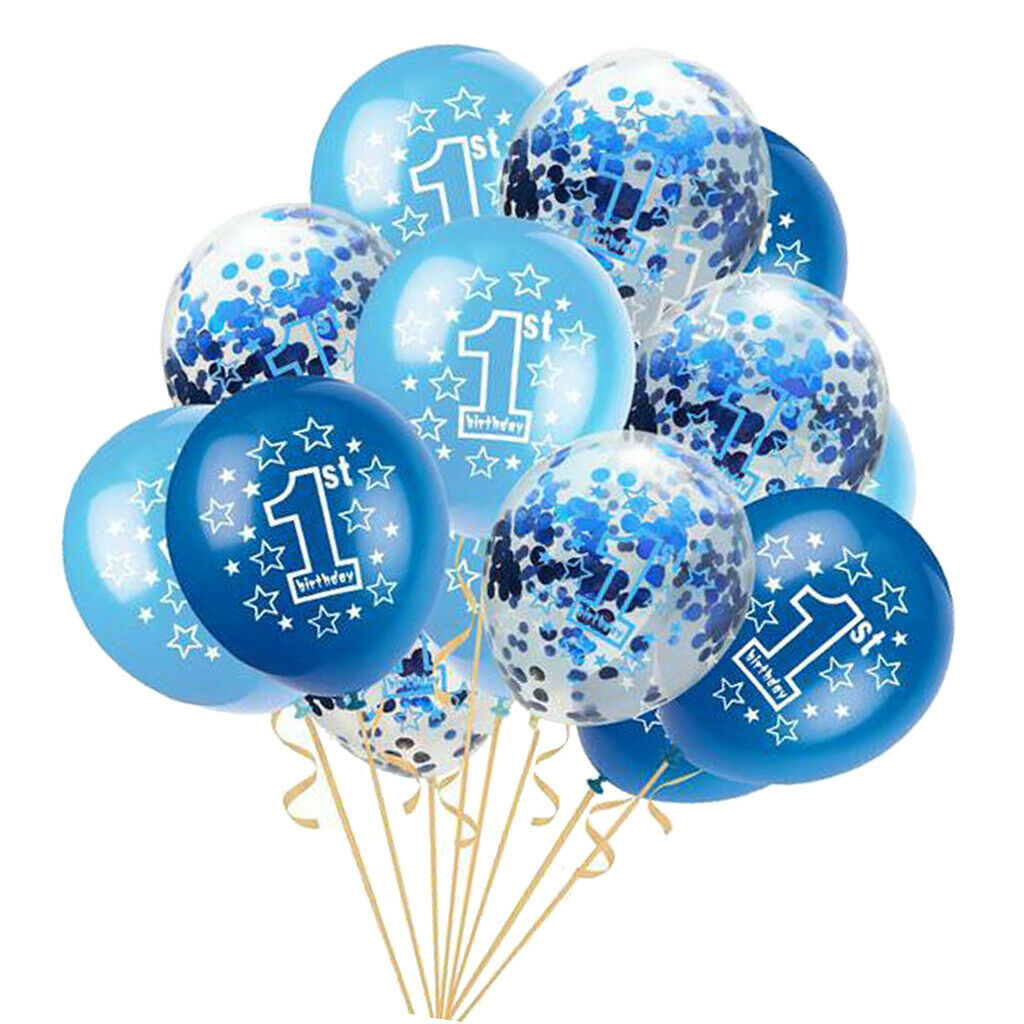 34 Balloons 1st Birthday Latex Confetti Balloons Party Decorations Blue