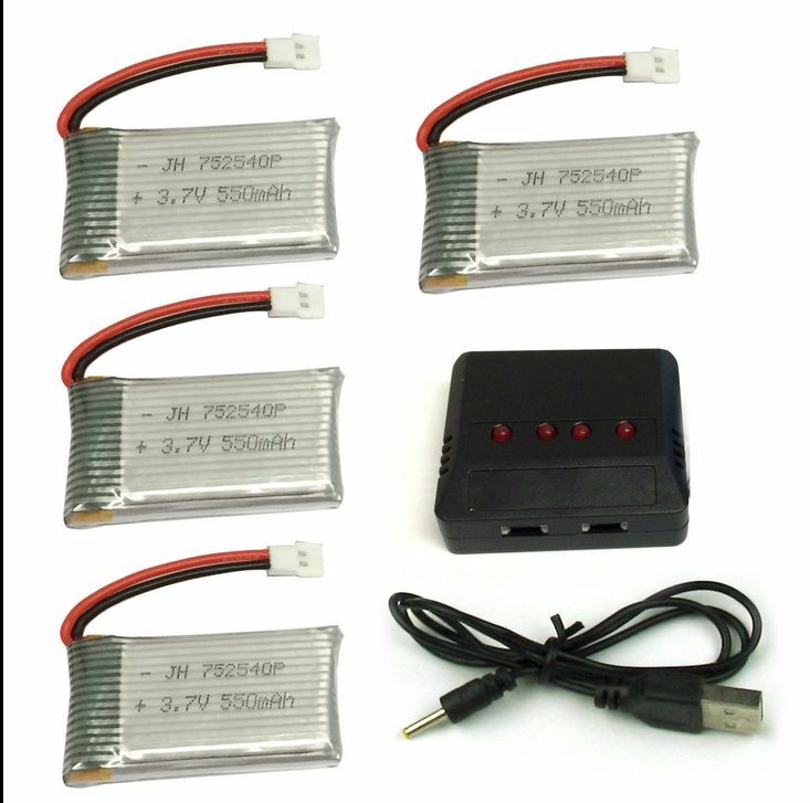 Usb Charger 1 To 4 for 4 Battery Syma X5c X5sc X5a H5c Lipo 3 7V 500 Mah 25c Rc