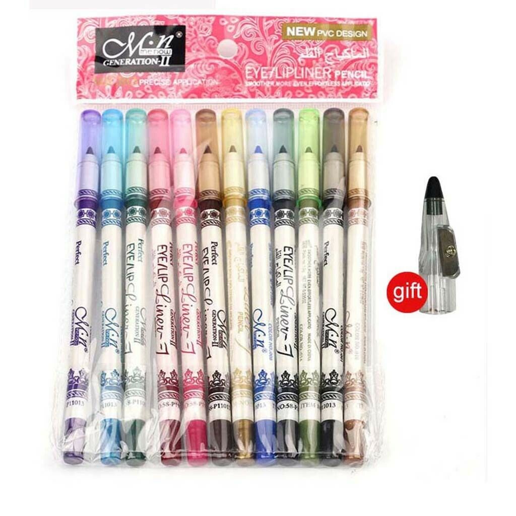 12pcs Eyeshadow Pencil Waterproof Smooth Matte and Long-lasting Lipliner Pen
