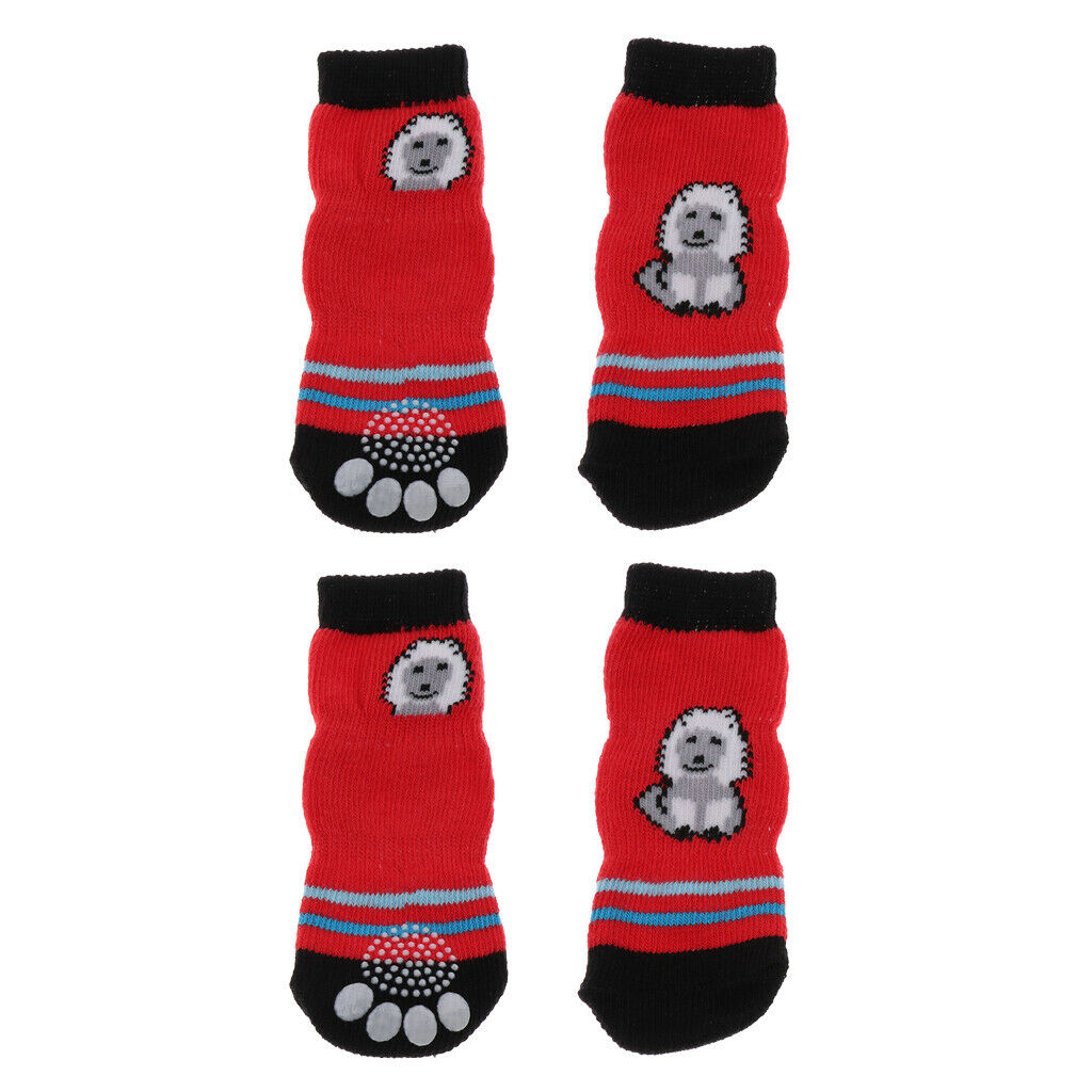 Warm Anti-Slip Dog Cat Puppy Socks Pet Paw Protector for Indoor Wear M