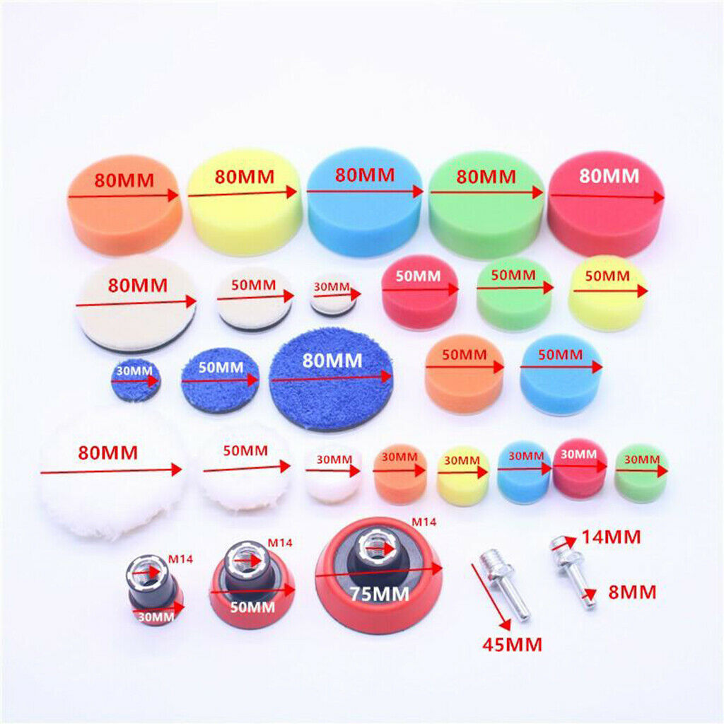 Car Polishing Pads Kit 1.2/2/3in Polisher Pad Sponge Pads Kit for Polishing