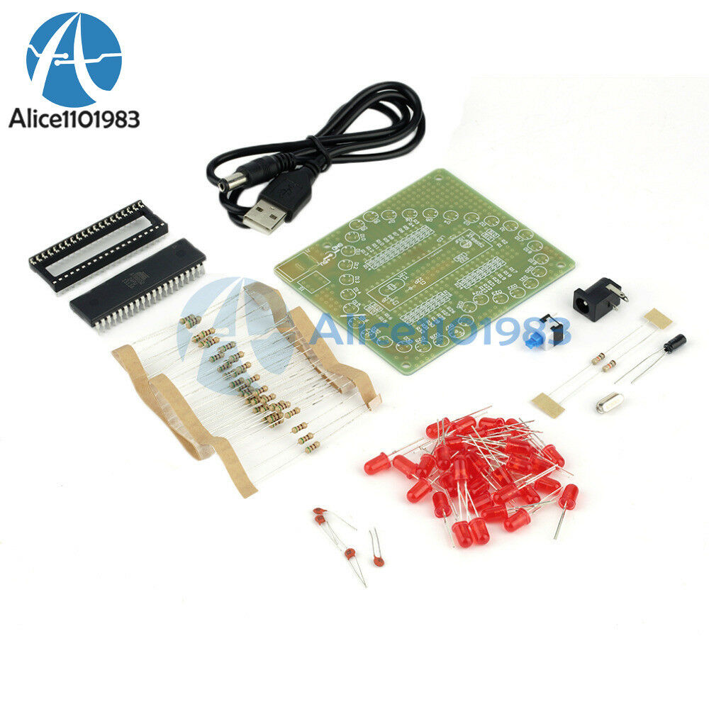 Love Heart Shape Red LED Light Water Electronic Flashing Suite Gift DIY Kit